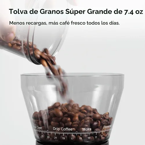 Vista 4 de HIBREW G3 - Molinillo de café eléctrico, rebaba cónica de 1.575 pulgadas con 31 ajustes ajustables, soplador de aire antiestático y de doble capa