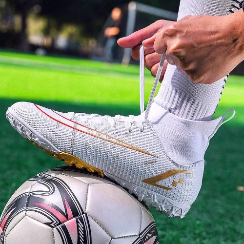 Vista 5 de Rycofu Tenis de fútbol unisex para jóvenes botas de fútbol de fútbol americano tacos de fútbol para interiores atléticos TF