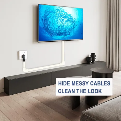 Vista 3 de Kit de Canaleta de Pared para Cubierta de Cable - Ocultacables de 157", Ocultadores de Cables para Montaje de TV en Pared y Gestión de Cables, Beige