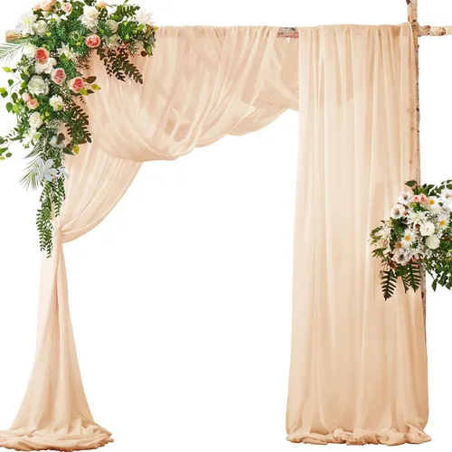 Vista 16 de SiinvdaBZX 2 Paneles Tela Drapeada de Arco de Boda 30" x 240" de Poliéster de Gasa Negra para Múltiples Ocasiones