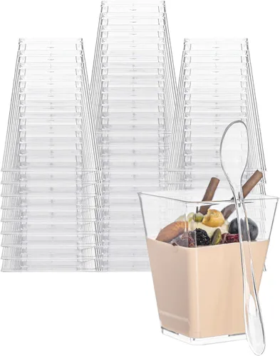 Vista 7 de Paquete de 100 mini tazas de postre de 4 onzas con cucharas, cuenco