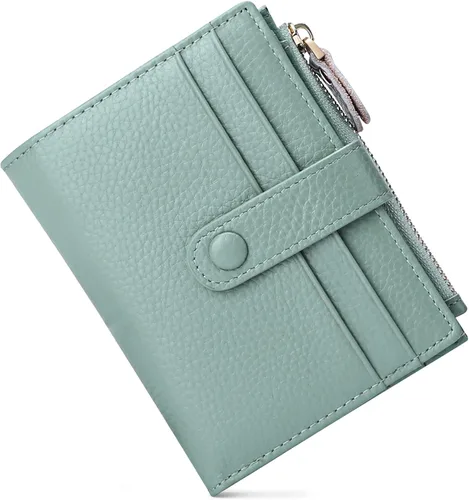 Vista 7 de FALAN MULE - Carteras pequeñas para mujer con bloqueo RFID, carteras de cuero plegables y delgadas con cremallera y monedero para monedas, S