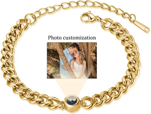 Vista 7 de Nameinhea Pulsera con imagen en el interior, pulsera personalizada de proyección de fotos, pulsera conmemorativa personalizada para mujeres, novia