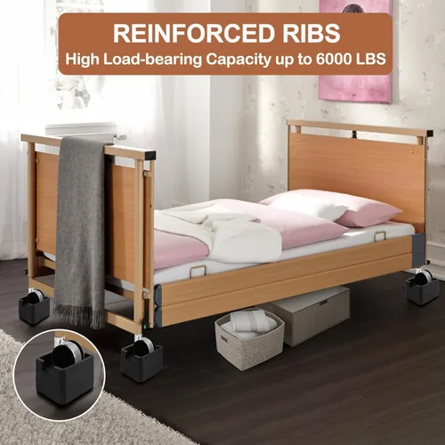 Vista 4 de Elevadores de cama, negro, 2 pulgadas de altura, diseño de doble cara para diferentes patas y ruedas de muebles, paquete de 4 (negro, 2 pulgadas)