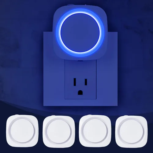 Vista 11 de Luces nocturnas de color blanco cálido enchufables en la pared, paquete de 4 luces nocturnas regulables con sensor automático de atardecer a