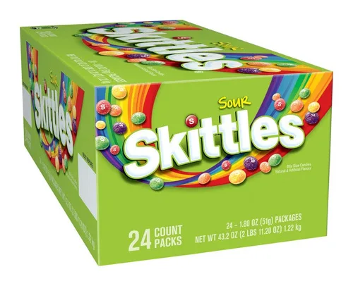 Vista 2 de Skittles Caramelo masticable surtido agrio 1.8 oz. - Cantidad total: 2424