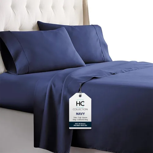 Vista 16 de HC COLLECTION Juego de sábanas para cama individual con 1 funda de almohada, sábanas de microfibra cepillada de 1800 hilos de lujo hotelero Serie