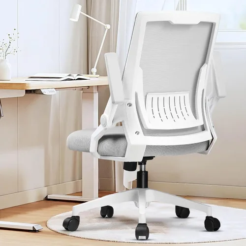 Vista 11 de GTPLAYER Silla de oficina ergonómica con reposabrazos abatibles, silla ejecutiva para computadora en casa, malla transpirable y cómodo soporte Negro