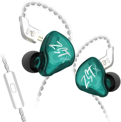 Vista 12 de Audífonos intrauriculares KZ ZST X, auriculares con controlador doble híbrido dinámico mejorado ZSTX, audífonos estéreo HiFi IEM con cable Negro