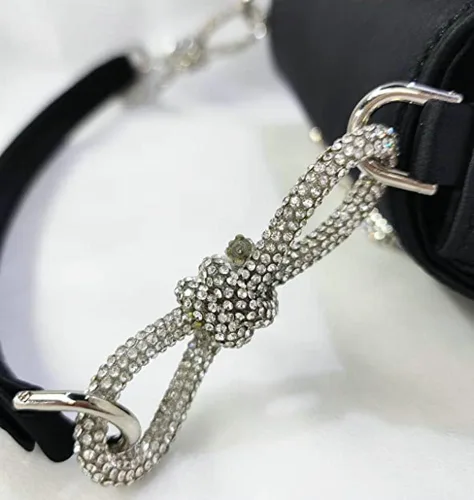 Vista 5 de Bolso de mano con diamantes de imitación de doble lazo para mujer, bolso de noche de lujo, bolso de mano pequeño para boda, viaje y fiesta
