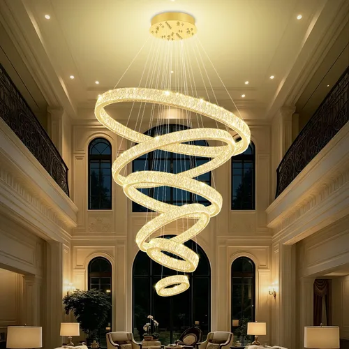 Vista 13 de Araña de Cristal LED Moderna Regulable de 8" Anillo Dorado Luminarias Colgantes para Isla de Cocina Comedor Sala de Estar