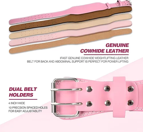 Vista 8 de IFAST Cinturón de levantamiento de pesas y correas de muñeca, cinturón de levantamiento de pesas para mujer con cinturón de soporte lumbar acolchado