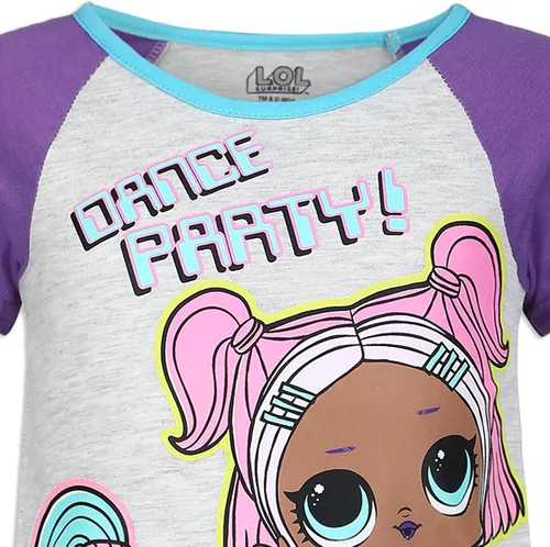 Vista 4 de LOL Surprise Dolls - Conjunto de camiseta y pantalones cortos para niños pequeños y grandes, color púrpuragris
