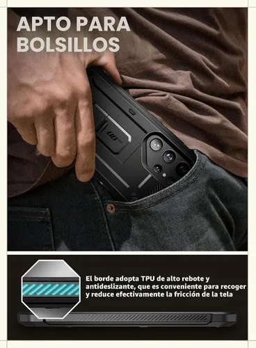 Vista 7 de SUPCASE Funda para Samsung Galaxy S24 Ultra con soporte, [Unicorn Beetle Pro] [2 marcos frontales]