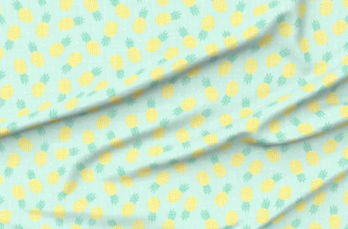Vista 4 de Spoonflower Tela - Textura de piña Fruta Amarillo Menta Triángulos Piñas Alimentos Cocina Impreso en Tela de Gasa Cuarto Grasa - Costura Ropa