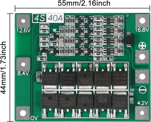 Vista 3 de 6 unids mejorado 4S 40A 16.8V 18650 batería de litio placa de protección PCB BMS cargador protección circuito equilibrio módulo de carga