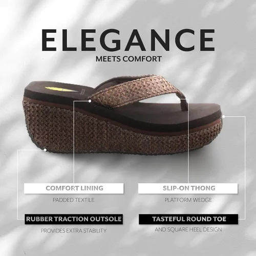 Vista 3 de VOLATILE Island Wedge Sandals for Women Featuring Slip-On Thong Platform Style with EVA Insole and Rubber Outsole