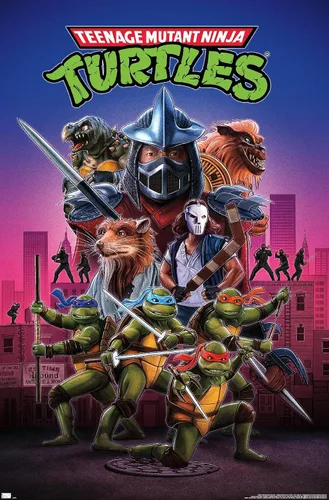 Vista 9 de Teenage Mutant Ninja Turtles (1990) - Póster de pared de una hoja, 22.4 pulgadas de largo x 14.7 pulgadas de ancho, versión enmarcada de madera