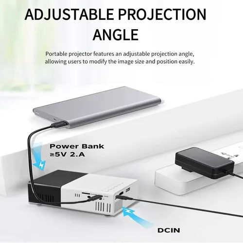 Vista 6 de Mini proyector portátil 1080P HD para cine en casa de los niños con opciones blancas y negras
