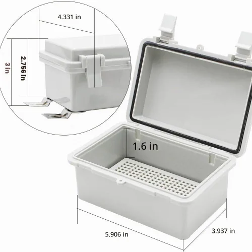 Vista 2 de MAKERELE - Caja de conexiones exterior pequeña impermeable para exterior con cerradura y soporte de pared 5.9" x 3.9" x 2.8" (150x100x70mm) con tapa