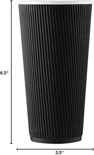 Vista 8 de Restaurantware Ripple Wall - Tazas de café de 10 unidades de 20 onzas aisladas de papel negro, borde enrollado, resistente a derrames, papel
