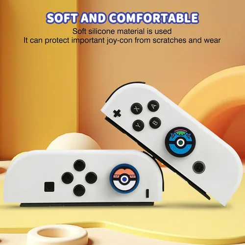 Vista 4 de DLseego PK Balls - 4 tapas de agarre para el pulgar regular NS SwitchSwitch LiteSwitch OLED, Pika Joy Con controlador de joystick cubierta