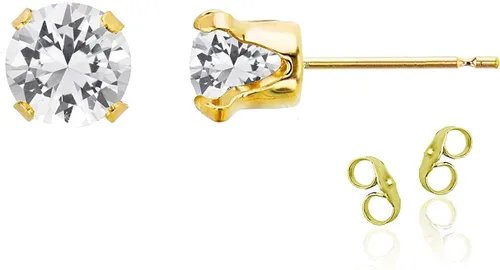 Vista 105 de Aretes de tuerca de plata de ley 925 chapados en oro de 14 quilates macizo, oro amarillo, blanco o rosa de 0.236 in Amatista
