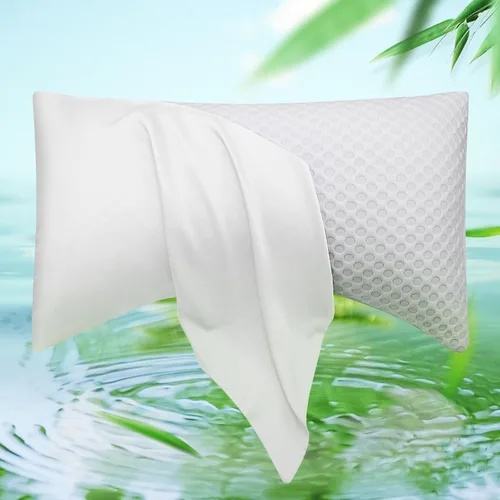 Vista 17 de Funda de almohada curvada para dormir de lado refrescante, tamaño Queen, 1 paquete de 20 x 30 pulgadas, color azul aguamarina Rayon Derived from