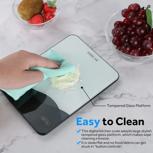 Vista 7 de AIMILAR - Báscula de cocina digital recargable de 22 lb con pantalla LED, báscula de alimentos recargable por USB C para hornear y cocinar con onzas