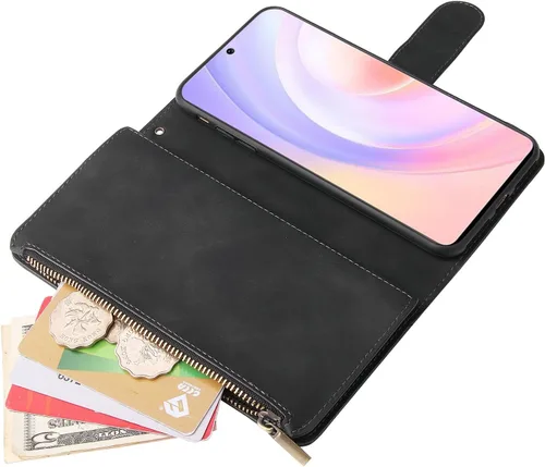 Vista 5 de Asuwish Funda compatible con Huawei Nova 9 SE / Honor 50 SE, protector de pantalla de vidrio templado y funda de cuero con tapa para tarjetero