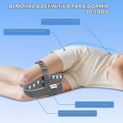 Vista 2 de LITTOAK - Almohada de rodilla para personas que duermen de lado y alivio del dolor de ciática Almohada de pierna para dormir de lado con correa