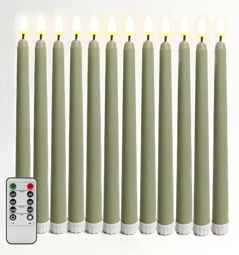 Vista 35 de Velas cónicas sin llama negras con control remoto, velas LED parpadeantes que funcionan con pilas, juego de 6