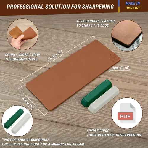 Vista 6 de BeaverCraft LS8 Leather Strop LS2P11 - Kit de cuero para afilar cuchillos