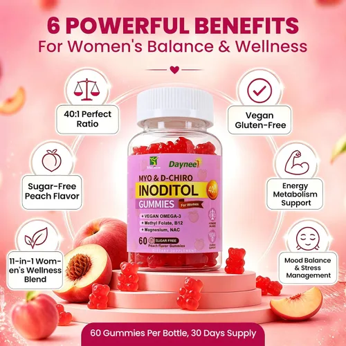 Vista 2 de Myo & D-Chiro Inositol 2000mg for Women, 40:1 Ratio, 60 Gummies