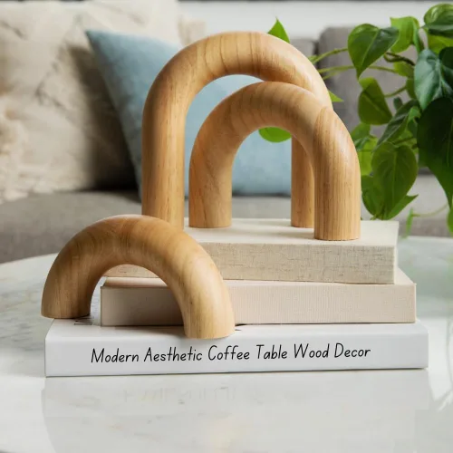 Vista 2 de Juego de 3 piezas de arcos naturales para decoración del hogar, objetos estéticos de estantes, mesa de centro y estante de estantería, objetos
