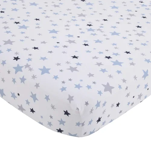 Vista 3 de Little Love by NoJo Modern Roaming - Sábana bajera ajustable geométrica gris y blanco para cuna
