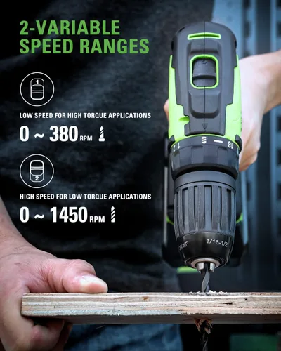 Vista 3 de Greenworks Kit combinado de taladro/destornillador sin escobillas de 24 V + impulsor de impacto, baterías y cargador incluidos, con juego de brocas