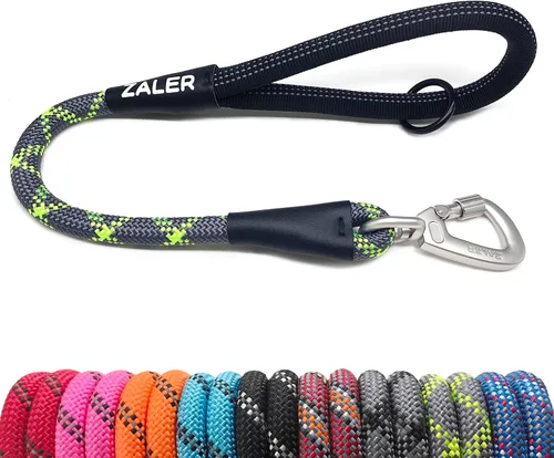 Vista 17 de ZALER Correa corta para perro, correa de tráfico de cuerda de 18 pulgadas para perros, correa reflectante con junta tórica, correa resistente