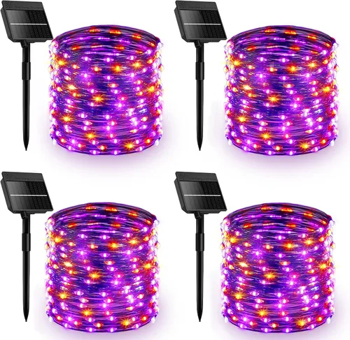 Vista 10 de Minetom - Guirnalda de luces solares, 2 unidades en total de 66 pies, 200 luces LED solares