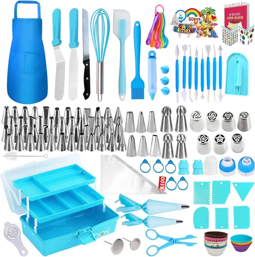 Vista 2 de Makmeng Kit de suministros de herramientas de decoración de tartas, 368 piezas de suministros para hornear con estuche de almacenamiento