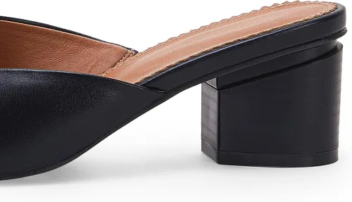 Vista 7 de Coutgo Womens Pointed Toe V Cut Mules Chunky Block Heel Slip On Clogs Fashion Office Slides Shoes
