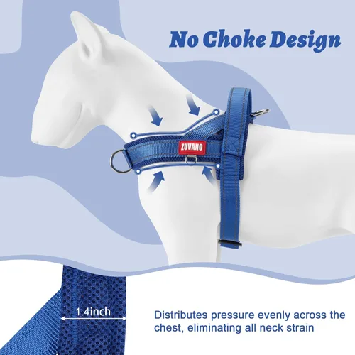 Vista 3 de Arnés ligero para perros pequeños, arnés reflectante de malla suave sin estrangulamiento con mango acolchado, pecho ajustable, arnés de hebilla