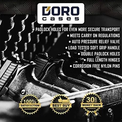 Vista 8 de Estuche para Armas de 5 Pistolas y 18 Cargadores con Inserción de Espuma Personalizada MyCaseBuilder - Impermeable, Resistente - Porta Armas