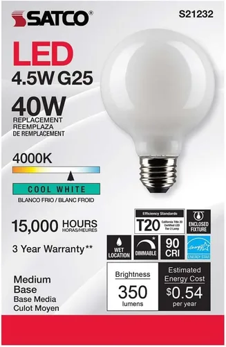Vista 4 de Satco S21232 4.5G25/LED/WH/940/120V - Paquete de 6