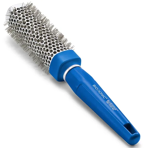 Vista 9 de Bio Ionic BlueWave Round Brush, NanoIonic Conditioning Hair Brush with Crimped Bristles for Tension, Soft-Touch Easy Grip Handle - Professional
