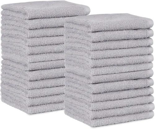 Vista 14 de Amazon Basics Toallas de algodón para la cara, suaves, absorbentes, paquete de 12, color negro, 12 x 12 pulgadas