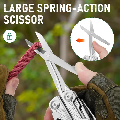 Vista 5 de BIBURY Multitools - Alicates Pro BI2049, alicates plegables multiherramienta con hoja de sierra grande, cortadores de alambre, multiherramienta