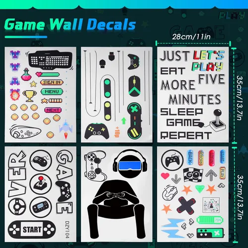 Vista 3 de 56 calcomanías de pared para jugadores, calcomanías de pared para control de juegos, joystick, calcomanías de pared extraíbles para videojuegos