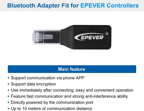 Vista 6 de EPEVER Adaptador BLE para controlador de carga MPPT, compatible con la aplicación Android/iOS 2023Nueva versión (EPEVER-BLE-RJ45-D)