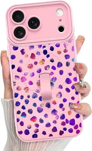 Vista 152 de KANGHAR Compatible con iPhone 17 Pro Case Spot Pattern - Negro Mancha rosada negra